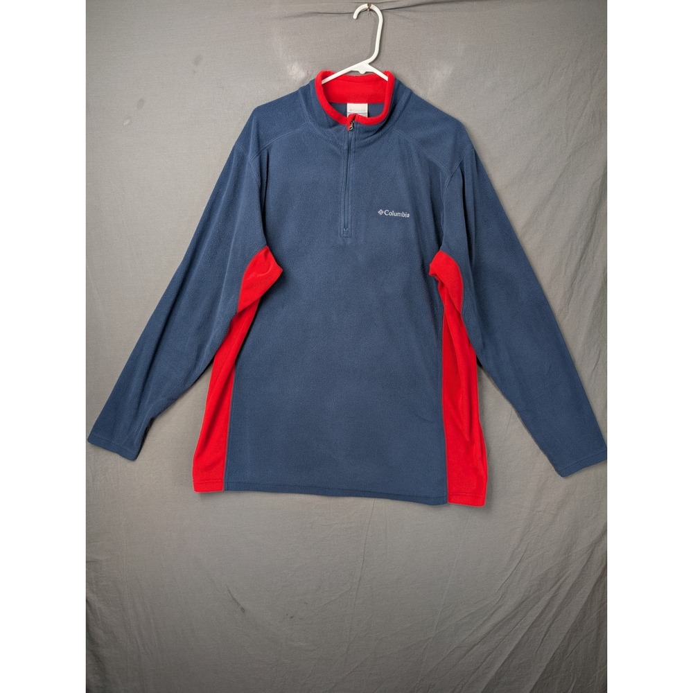Columbia Mens Size XL Fleece Quarter Zip Pullover Blue Red